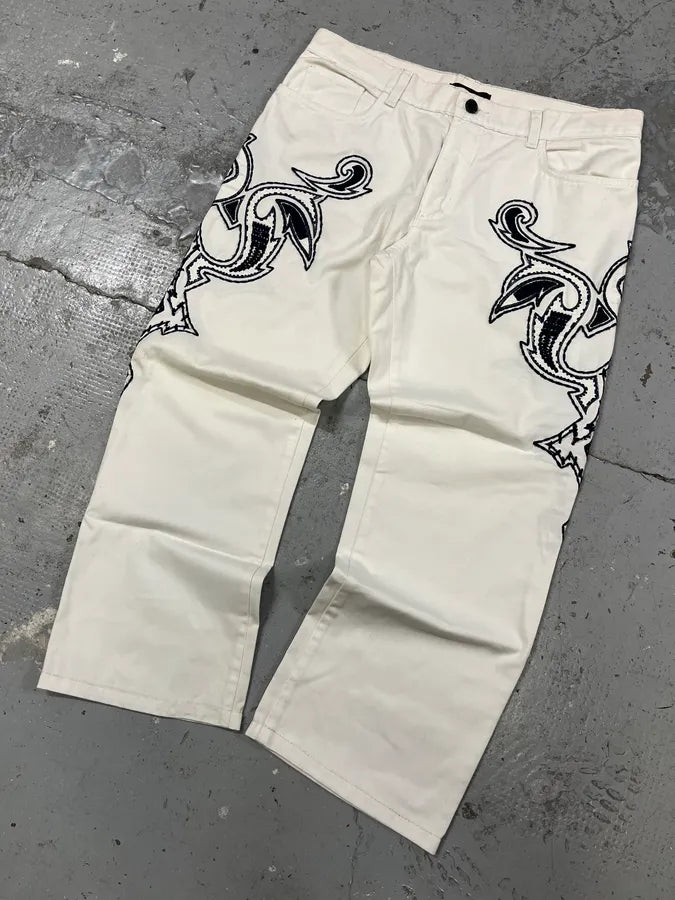 FW2000 Roberto Cavalli White & Navy Signature Pants PUgPaxp 1