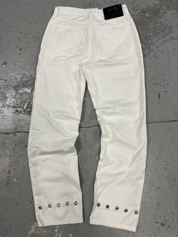 2000s Gianfranco Ferré Eyelet White Pants UAgFwMD 3