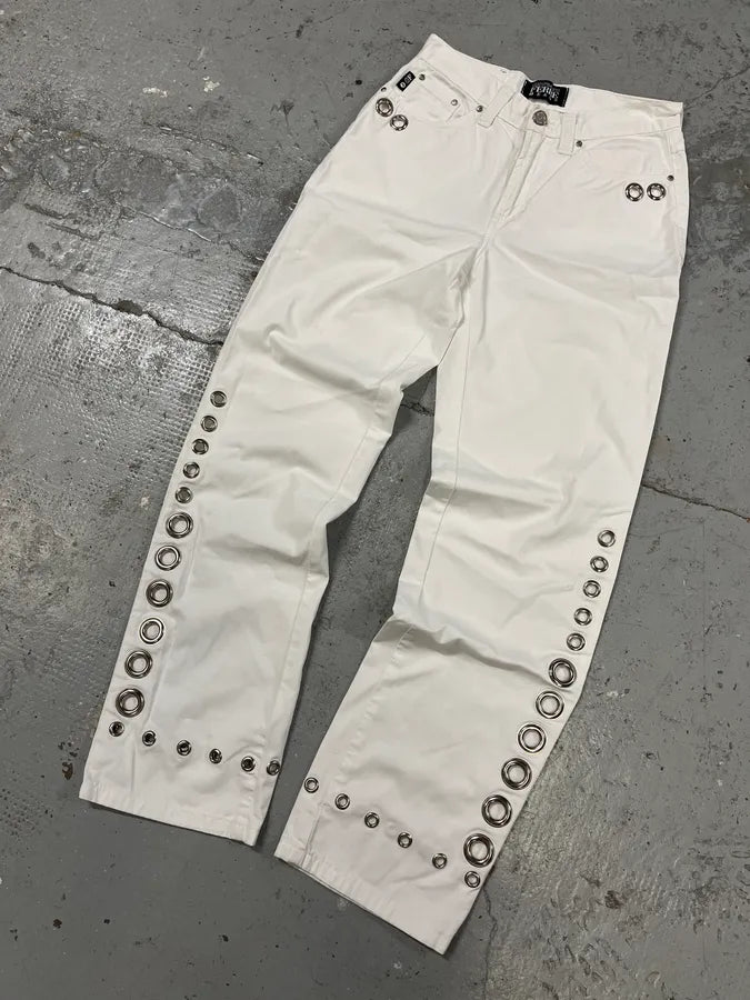 2000s Gianfranco Ferré Eyelet White Pants UAgFwMD 1