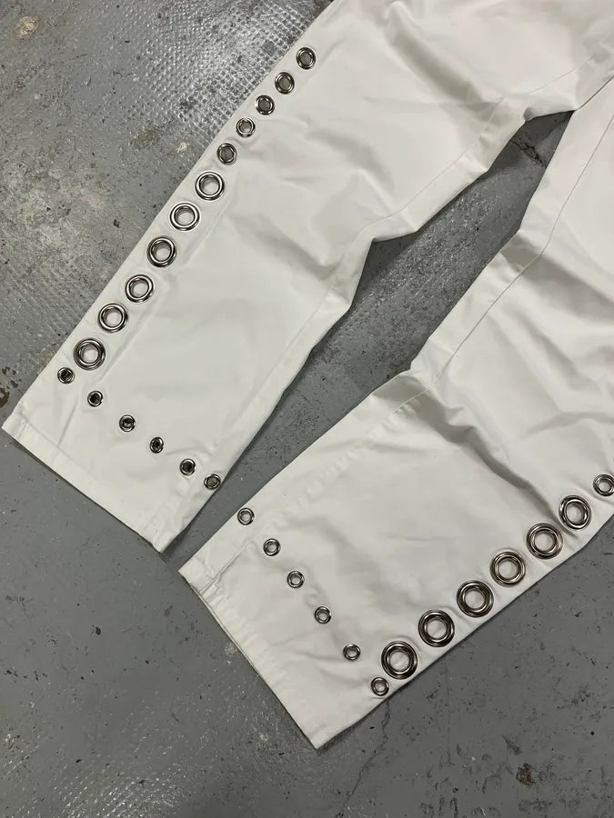 2000s Gianfranco Ferré Eyelet White Pants UAgFwMD 4