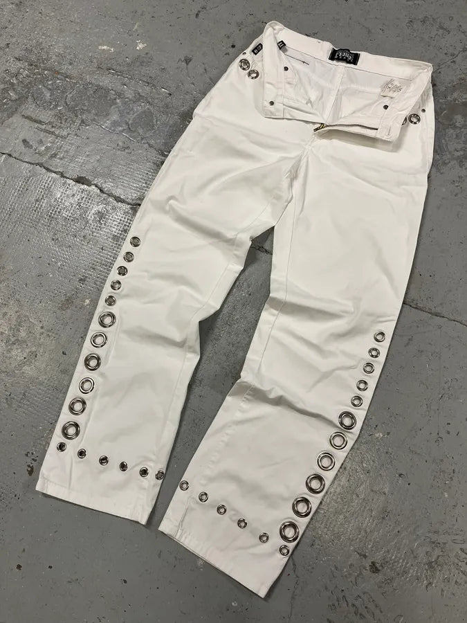 2000s Gianfranco Ferré Eyelet White Pants UAgFwMD 2