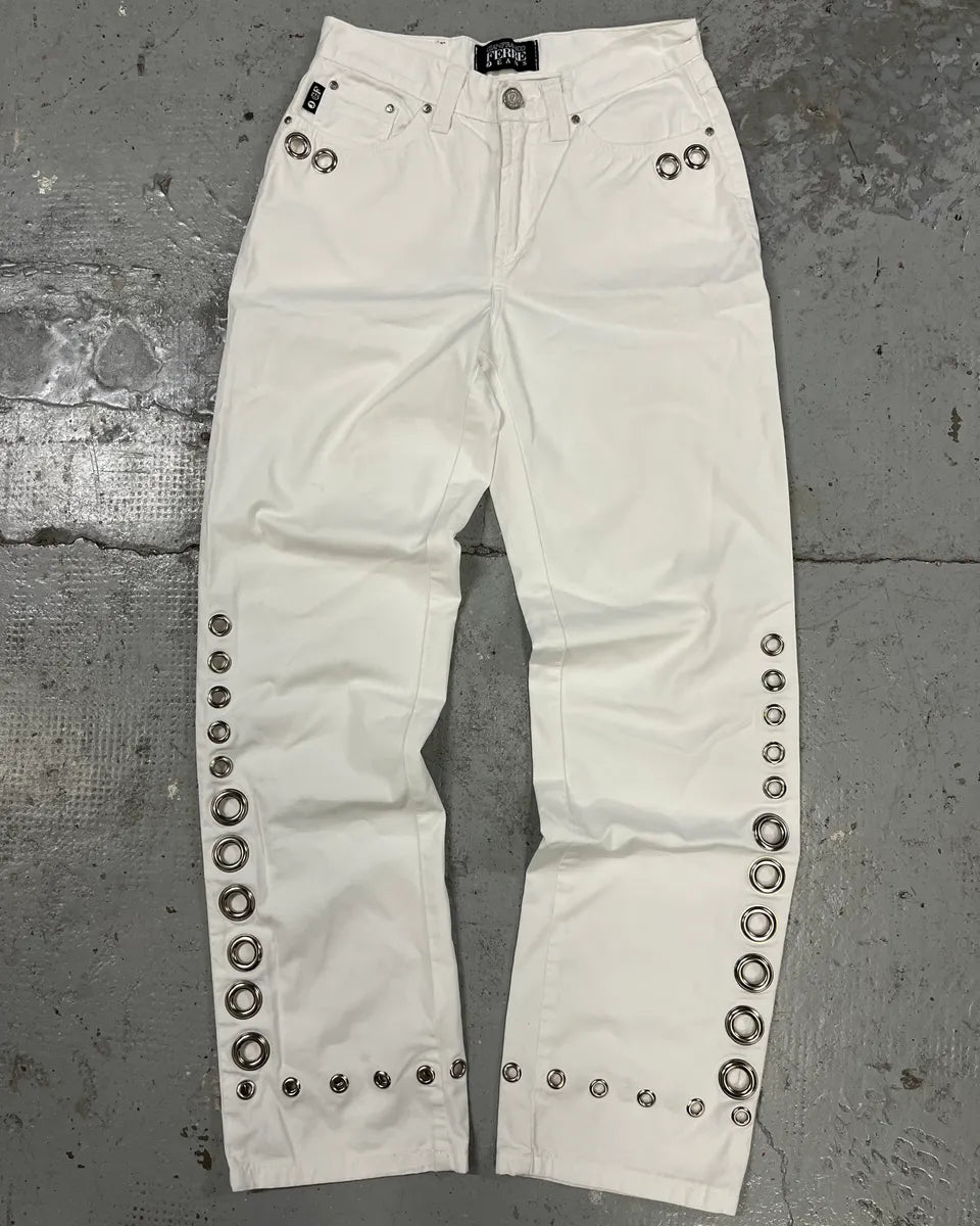 2000s Gianfranco Ferré Eyelet White Pants UAgFwMD 0