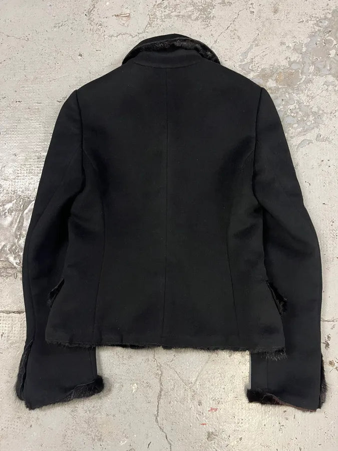 2000s Prada Black Fur Minimalist Blazer Jacket cZQheWN 3