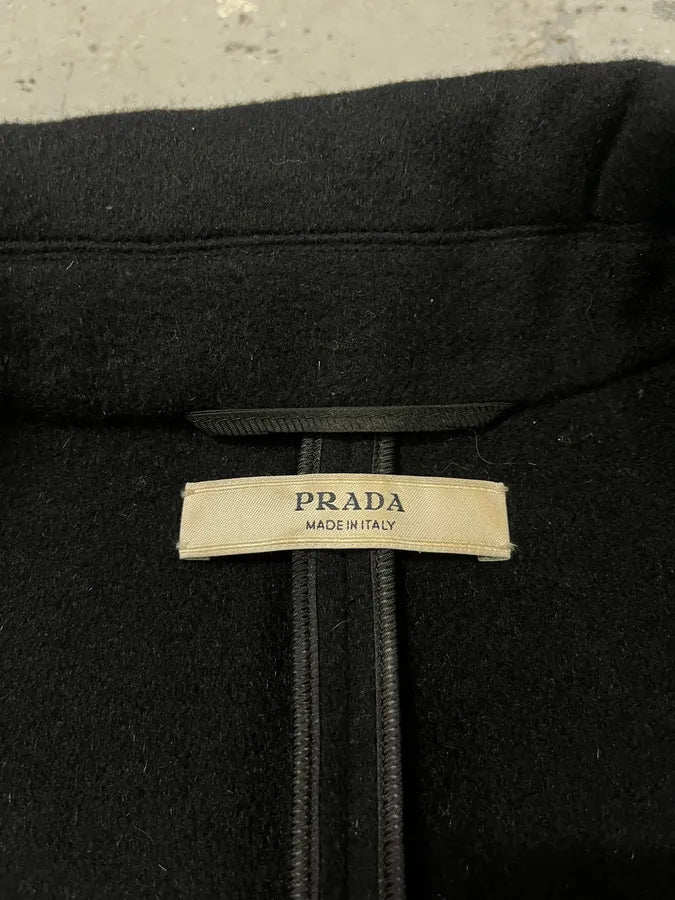2000s Prada Black Fur Minimalist Blazer Jacket cZQheWN 5