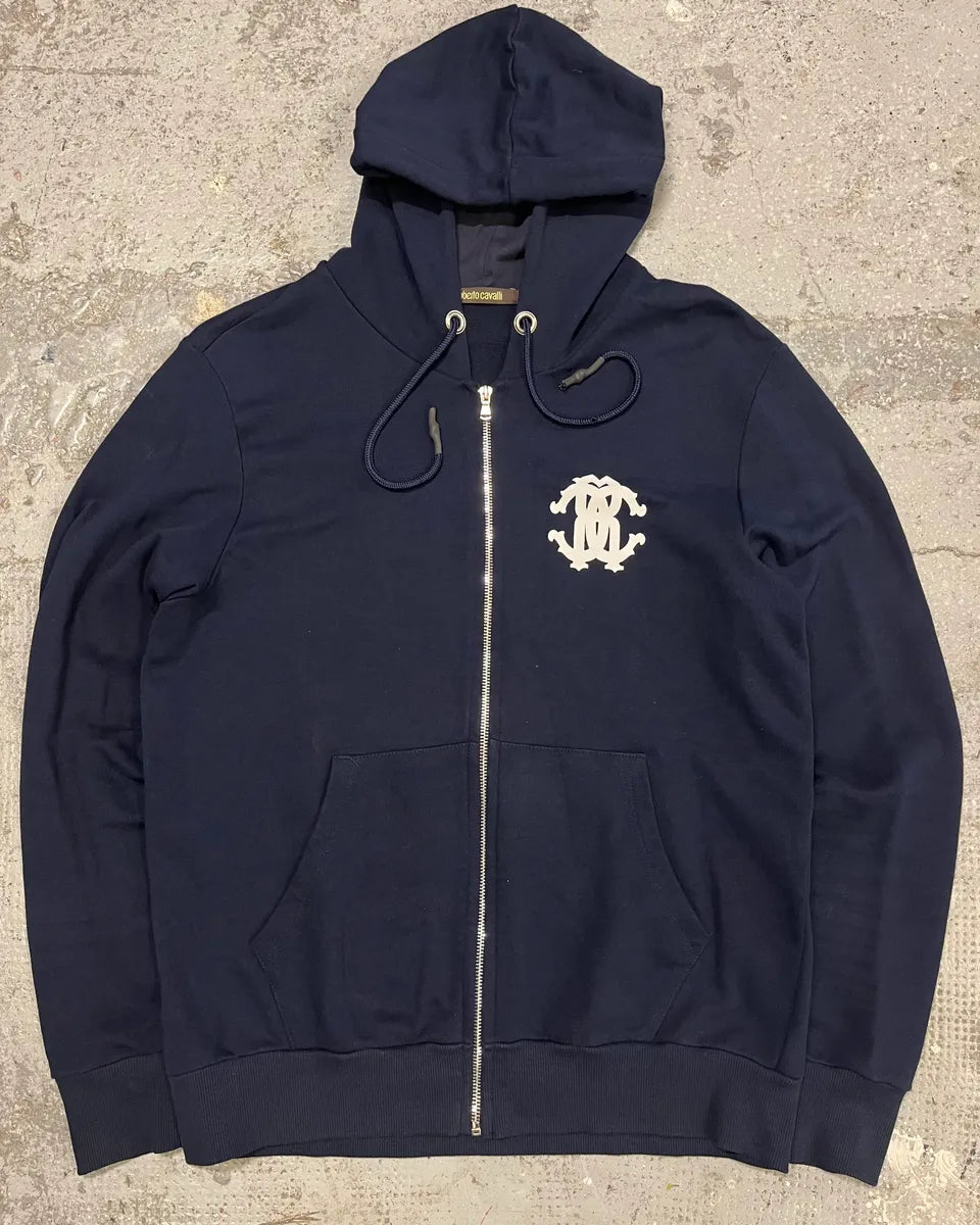 Roberto Cavalli Navy Signature Tiger Zip-up Sweatshirt KGXMWJs 0