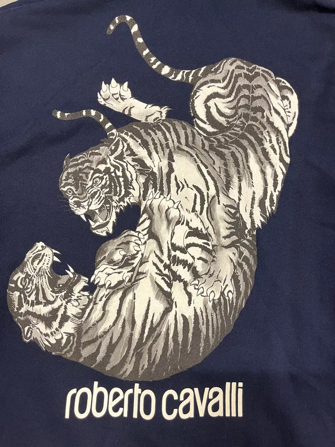 Roberto Cavalli Navy Signature Tiger Zip-up Sweatshirt KGXMWJs 6