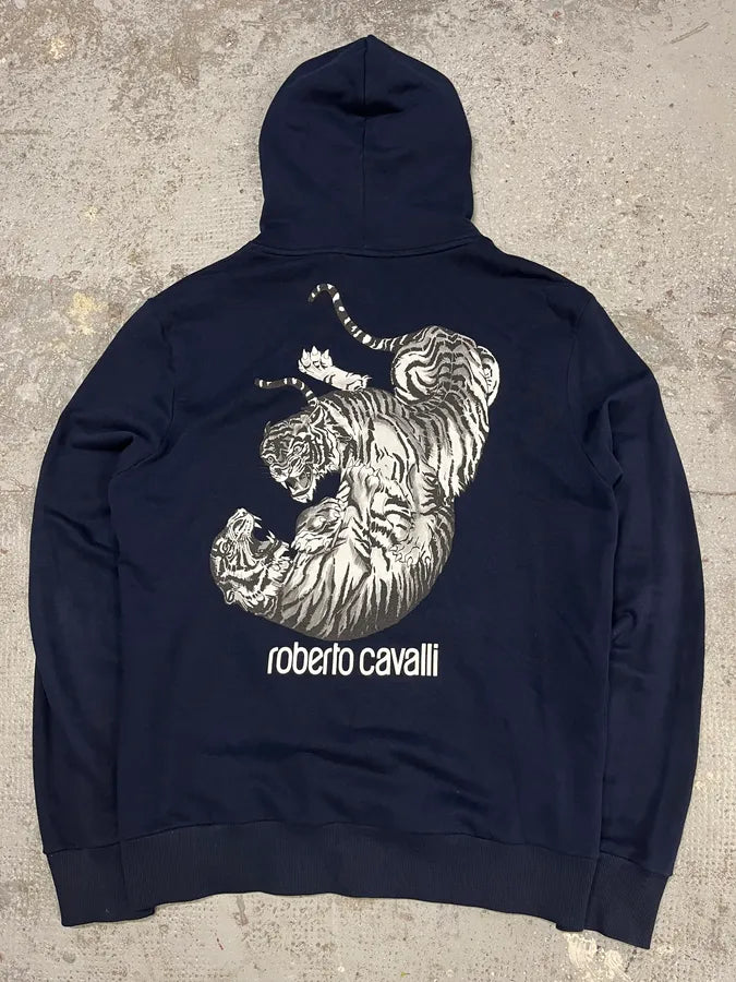 Roberto Cavalli Navy Signature Tiger Zip-up Sweatshirt KGXMWJs 5