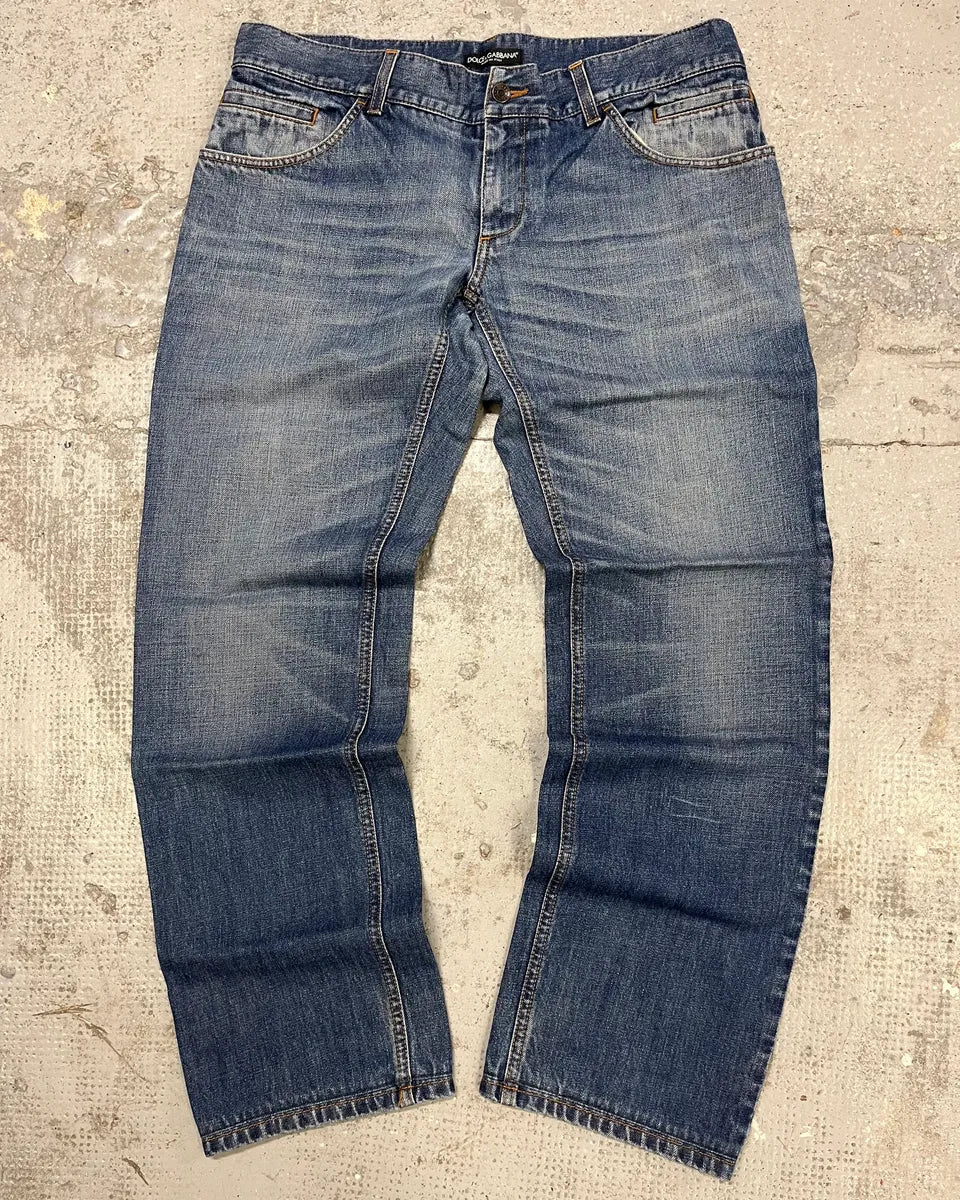 2000s Dolce & Gabbana Blue Regular Denim Jeans zzHqCuD 1