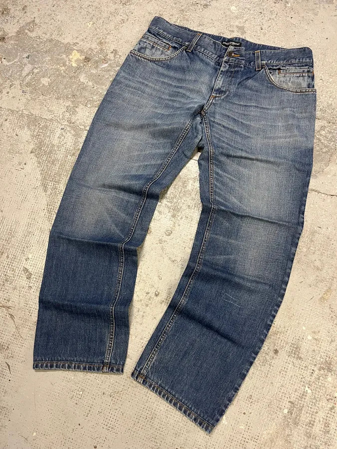 2000s Dolce & Gabbana Blue Regular Denim Jeans zzHqCuD 4