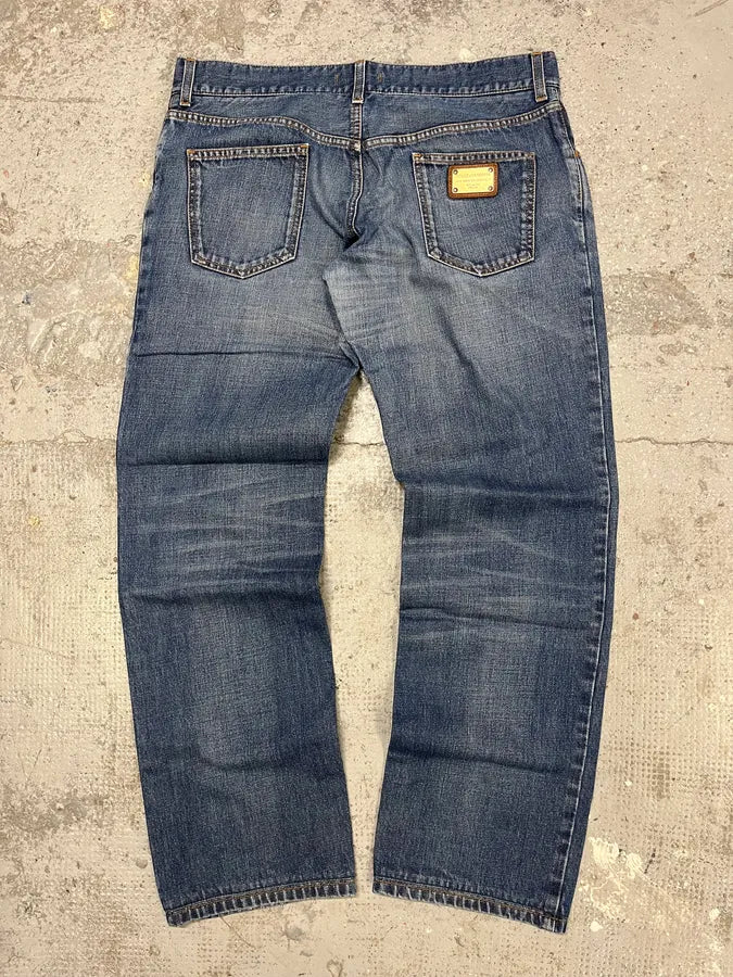 2000s Dolce & Gabbana Blue Regular Denim Jeans zzHqCuD 6