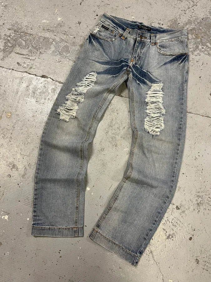 2000s Dolce & Gabbana Distressed Denim Jeans axXBNxu 4