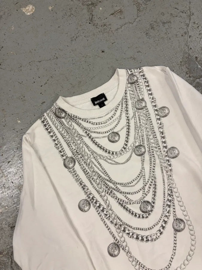 2000s Cavalli Multi Necklace White Avant-Garde Sweater aLqhbFG 4