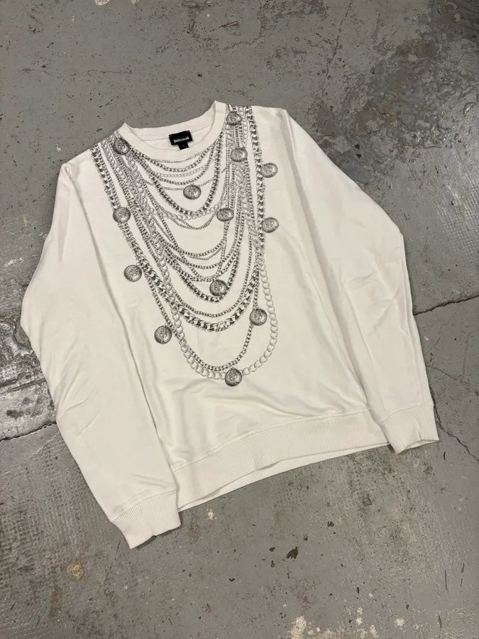 2000s Cavalli Multi Necklace White Avant-Garde Sweater aLqhbFG 3