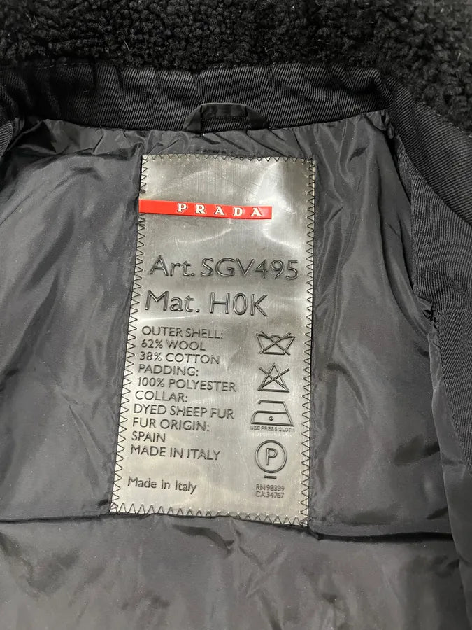 2000s Prada Aviator Black Shearling Long Jacket wWTLANL 9