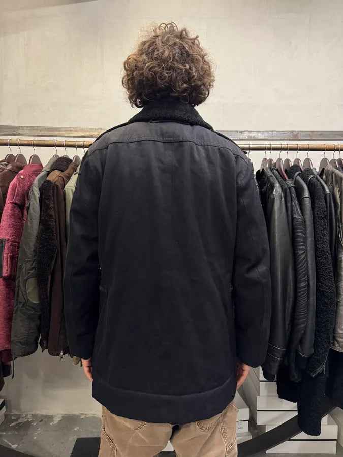 2000s Prada Aviator Black Shearling Long Jacket wWTLANL 2