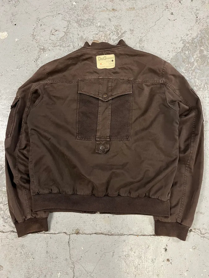 SS2003 Dolce & Gabbana Brown Cargo Combat Bomber Jacket xBbcHHW 6