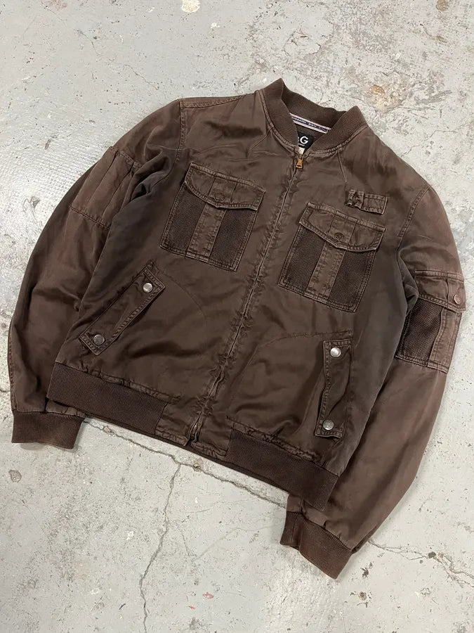 SS2003 Dolce & Gabbana Brown Cargo Combat Bomber Jacket xBbcHHW 3