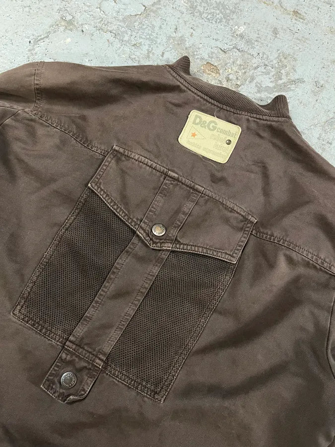 SS2003 Dolce & Gabbana Brown Cargo Combat Bomber Jacket xBbcHHW 7