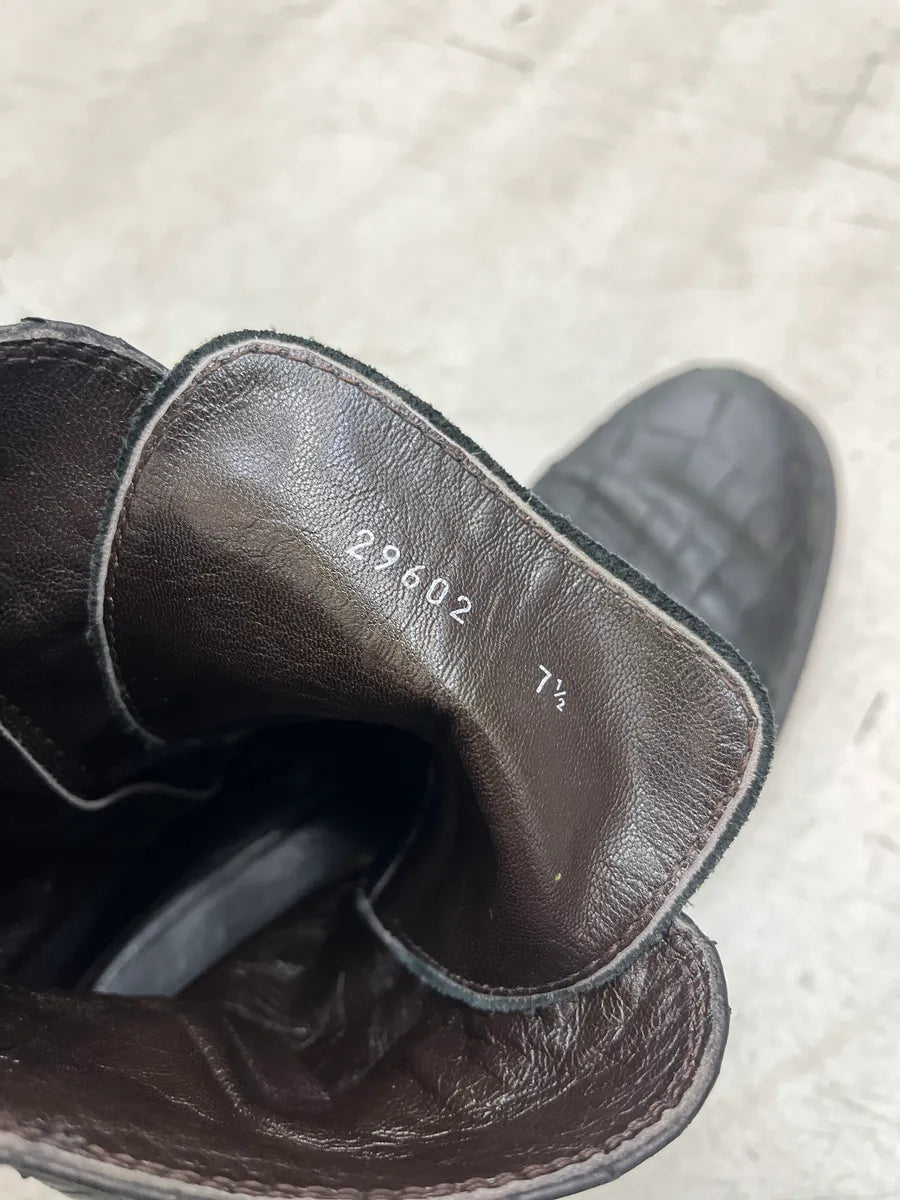 Cesare Paciotti Crocodile Embossed Triple Strap Black Leather Boots werhUCzu 9
