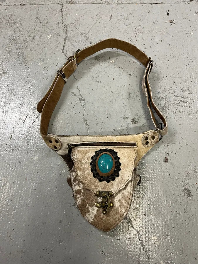 Western Beige Pony Hair Embellished Leather Belt UxqqnxW 1