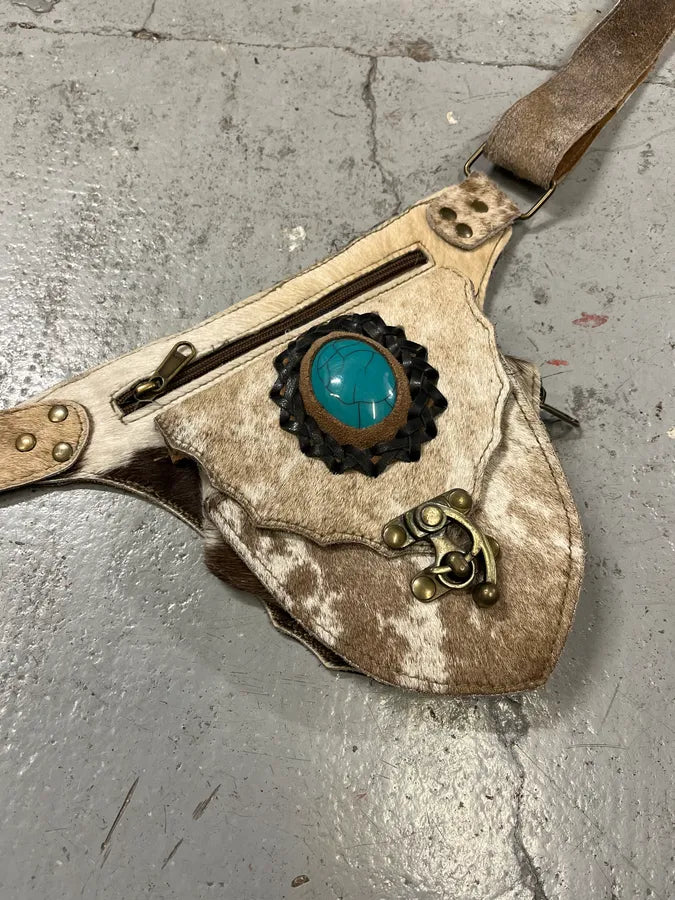 Western Beige Pony Hair Embellished Leather Belt UxqqnxW 3