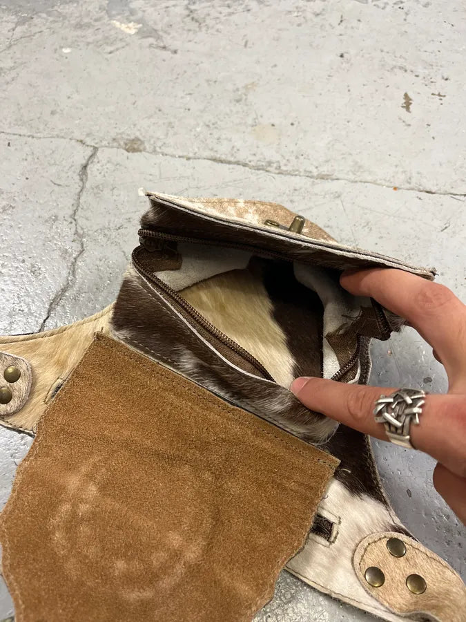 Western Beige Pony Hair Embellished Leather Belt UxqqnxW 6