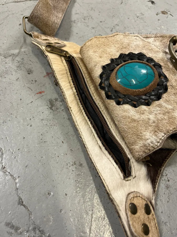 Western Beige Pony Hair Embellished Leather Belt UxqqnxW 7