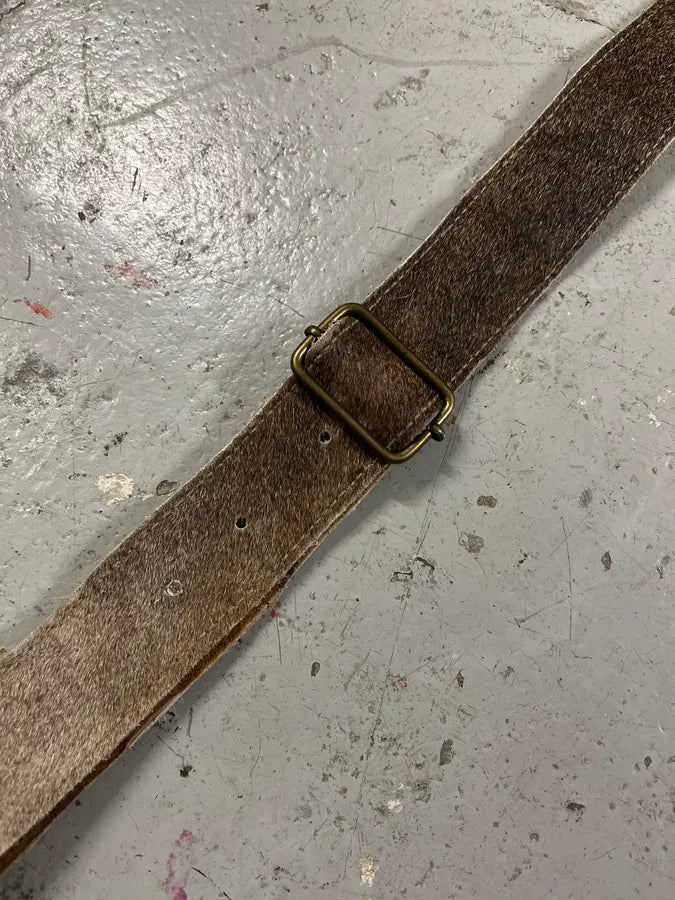 Western Beige Pony Hair Embellished Leather Belt UxqqnxW 9