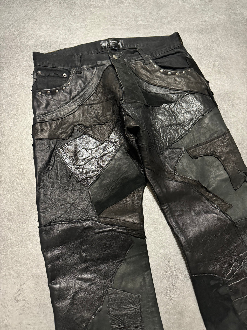 Artisanal Obscure Italian Lab Reworked Leather Crafted Black Pants (M/L) - 12