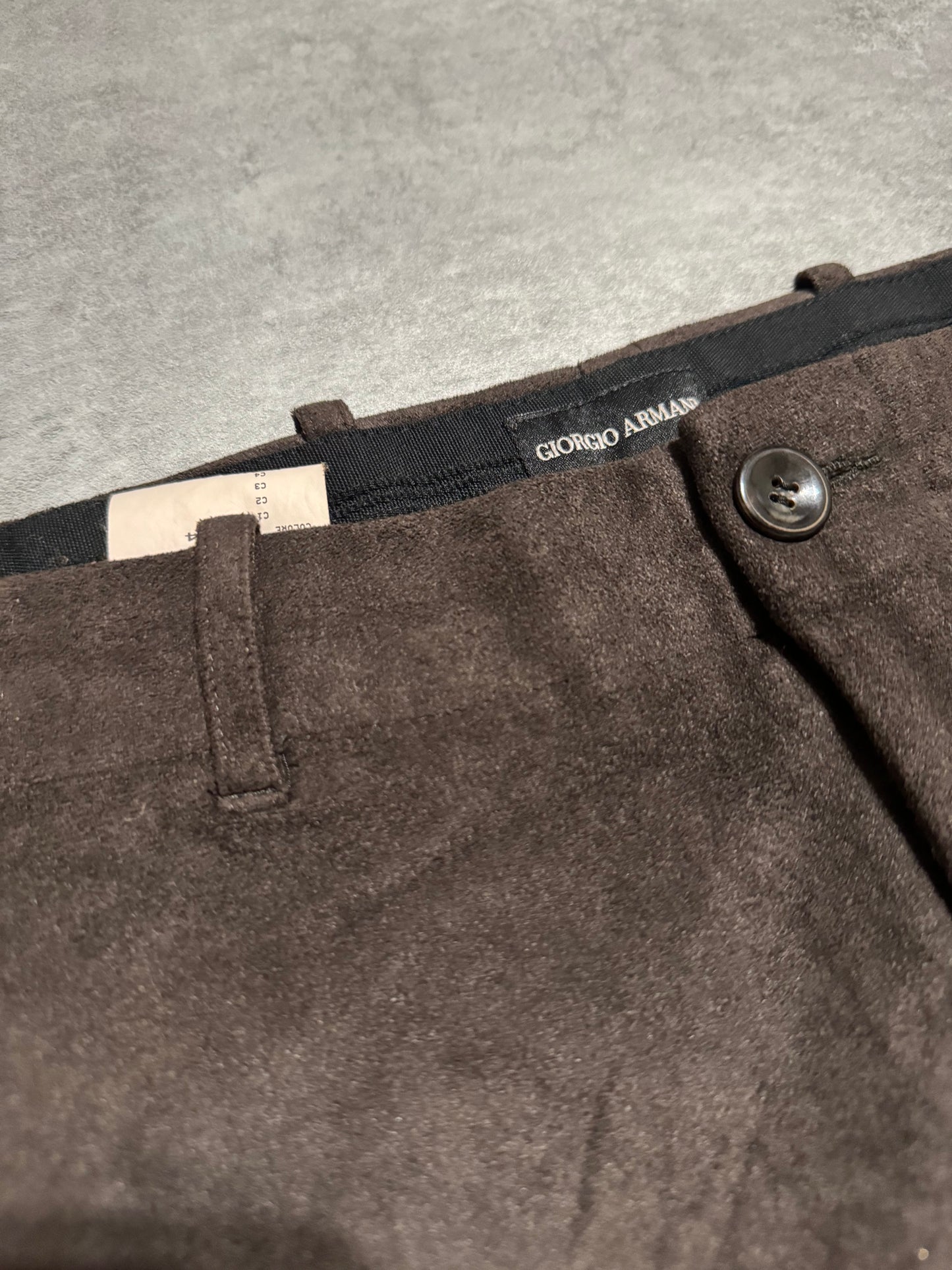 Giorgio Armani Brown Suede Textured Elegant Cozy Pants (M/L) - 7