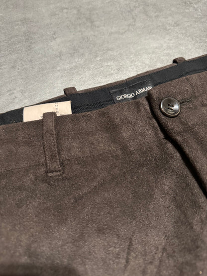 Giorgio Armani Brown Suede Textured Elegant Cozy Pants (M/L) - 7