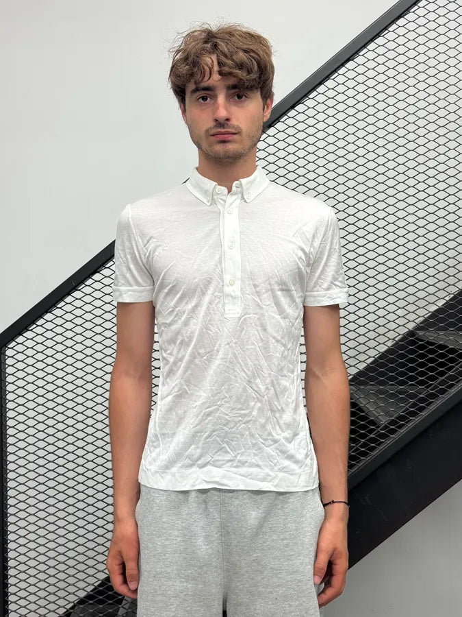 2010s Gucci White Minimalist Buttoned Polo Shirt EtBKUzq 0