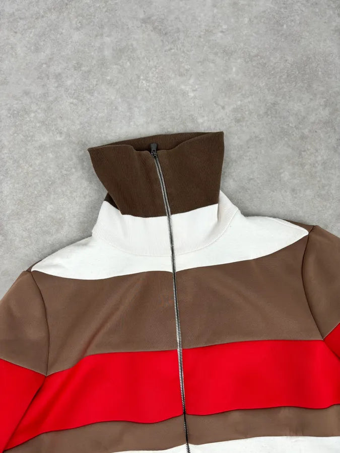 Bottega Veneta White Brown & Red Tricolor Track Jacket QvMvdPA 7