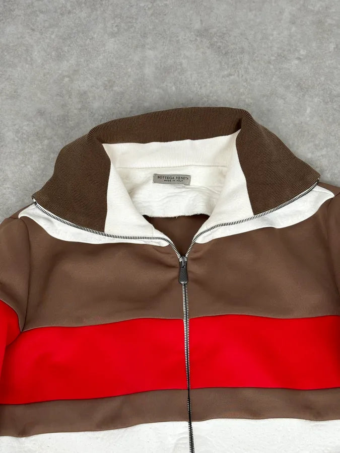 Bottega Veneta White Brown & Red Tricolor Track Jacket QvMvdPA 4