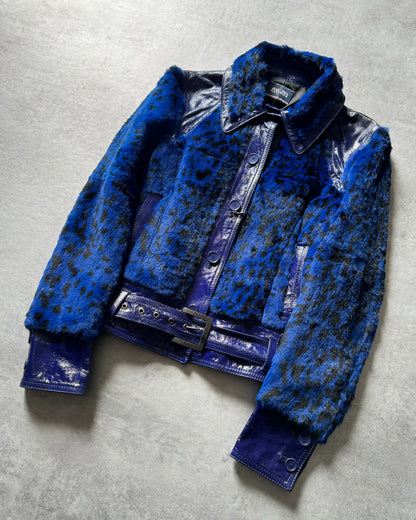 AW2011 Jean Paul Gaultier Blue Fur Rabbit Jacket (XS) - 2