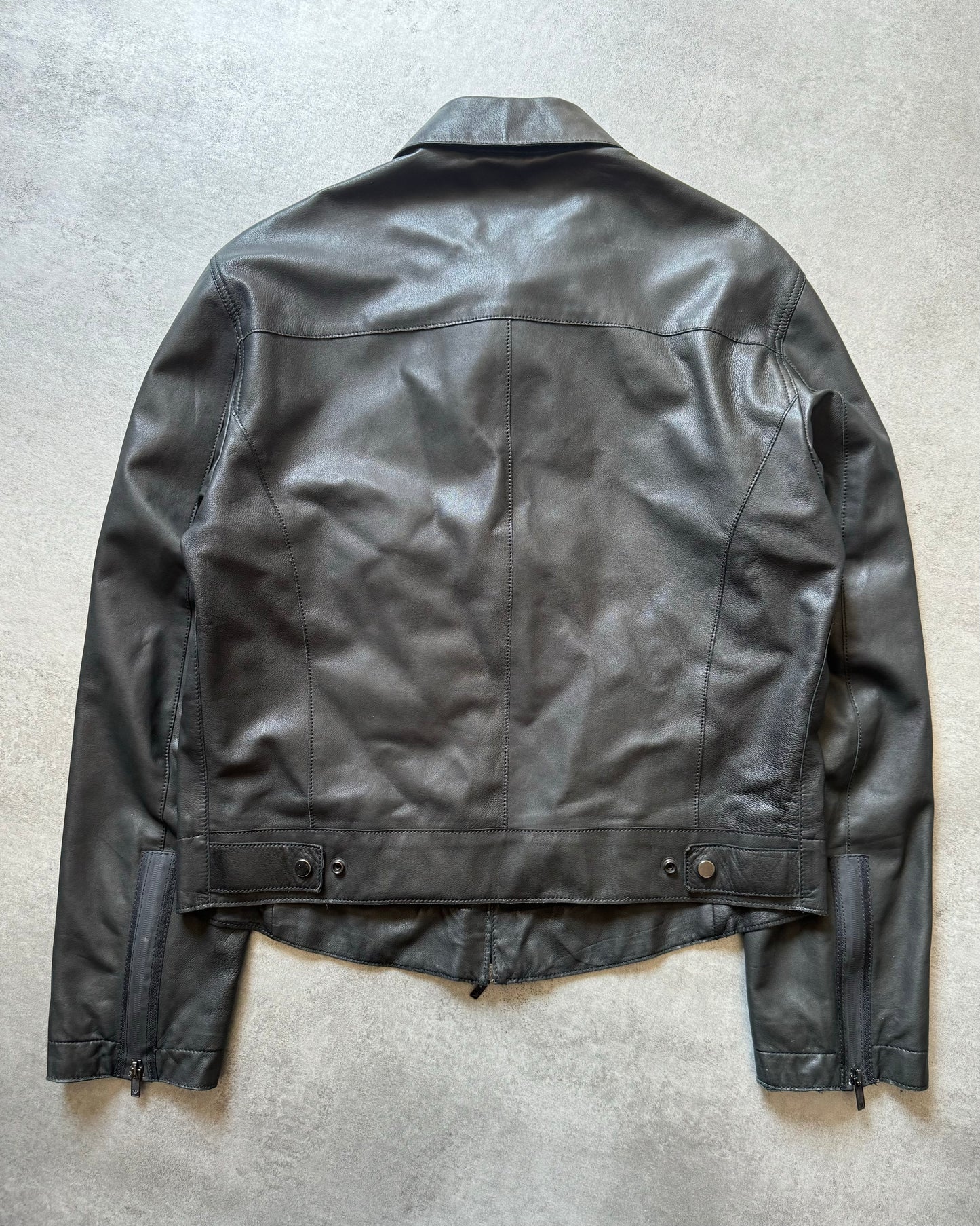 SS2009 Emporio Armani Black Pure Leather Jacket (L) - 2