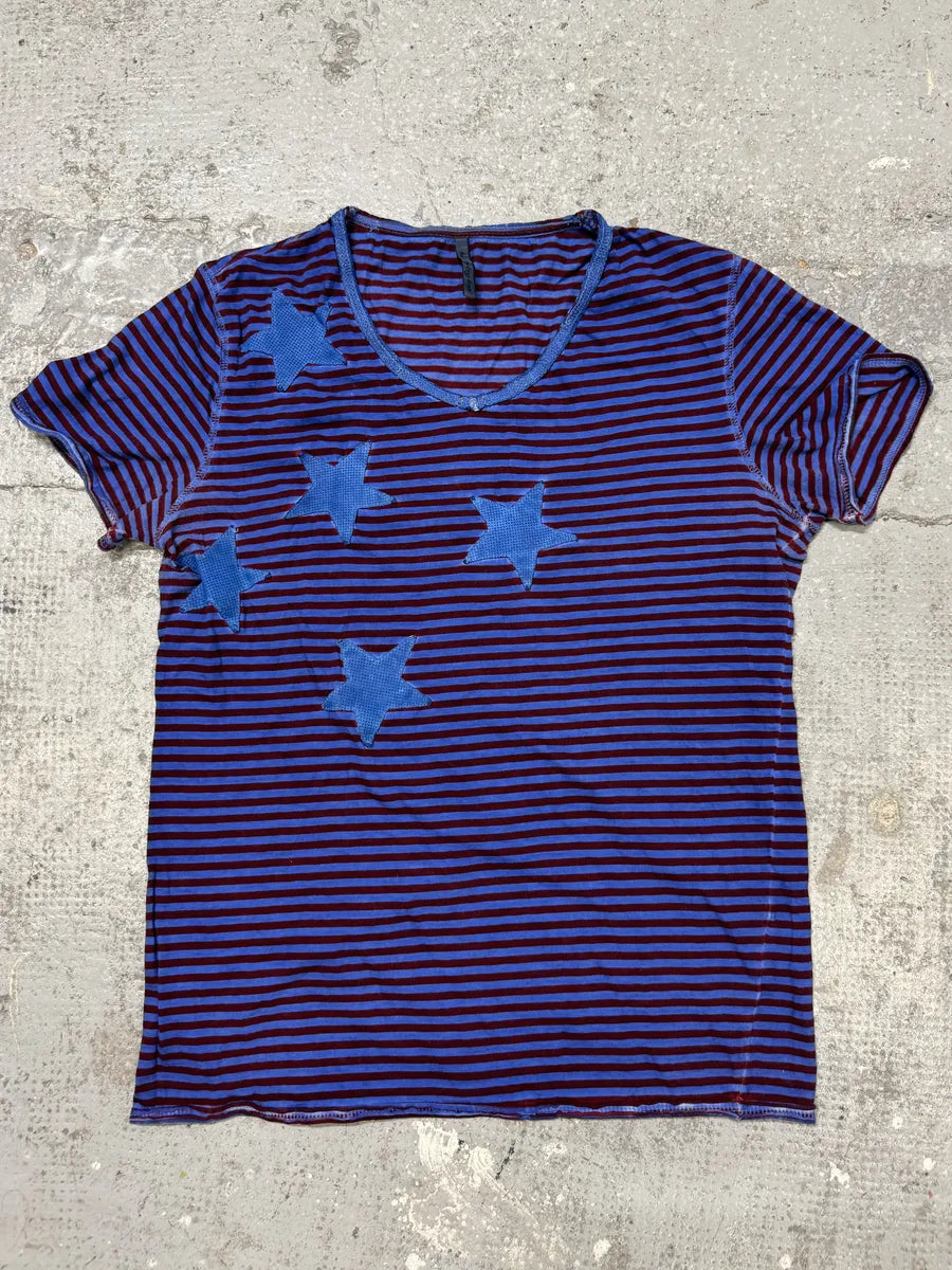 WLG by Giorgi Brato Blue & Red Striped Star T-Shirt AAUJQBP 0