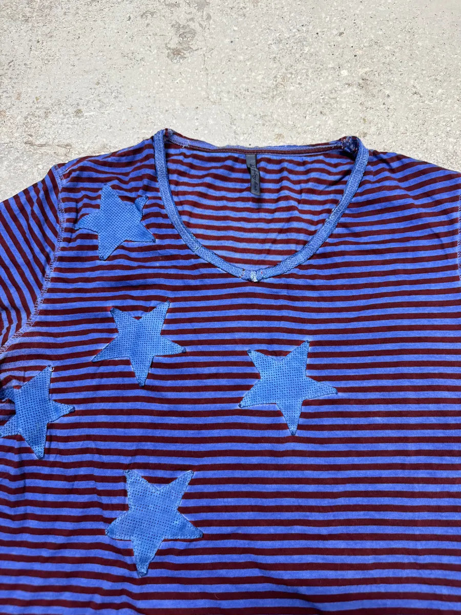 WLG by Giorgi Brato Blue & Red Striped Star T-Shirt AAUJQBP 4