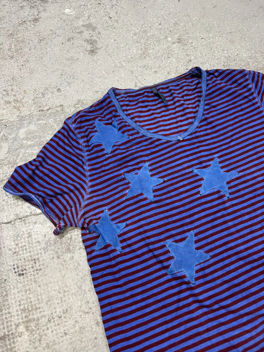WLG by Giorgi Brato Blue & Red Striped Star T-Shirt AAUJQBP 9