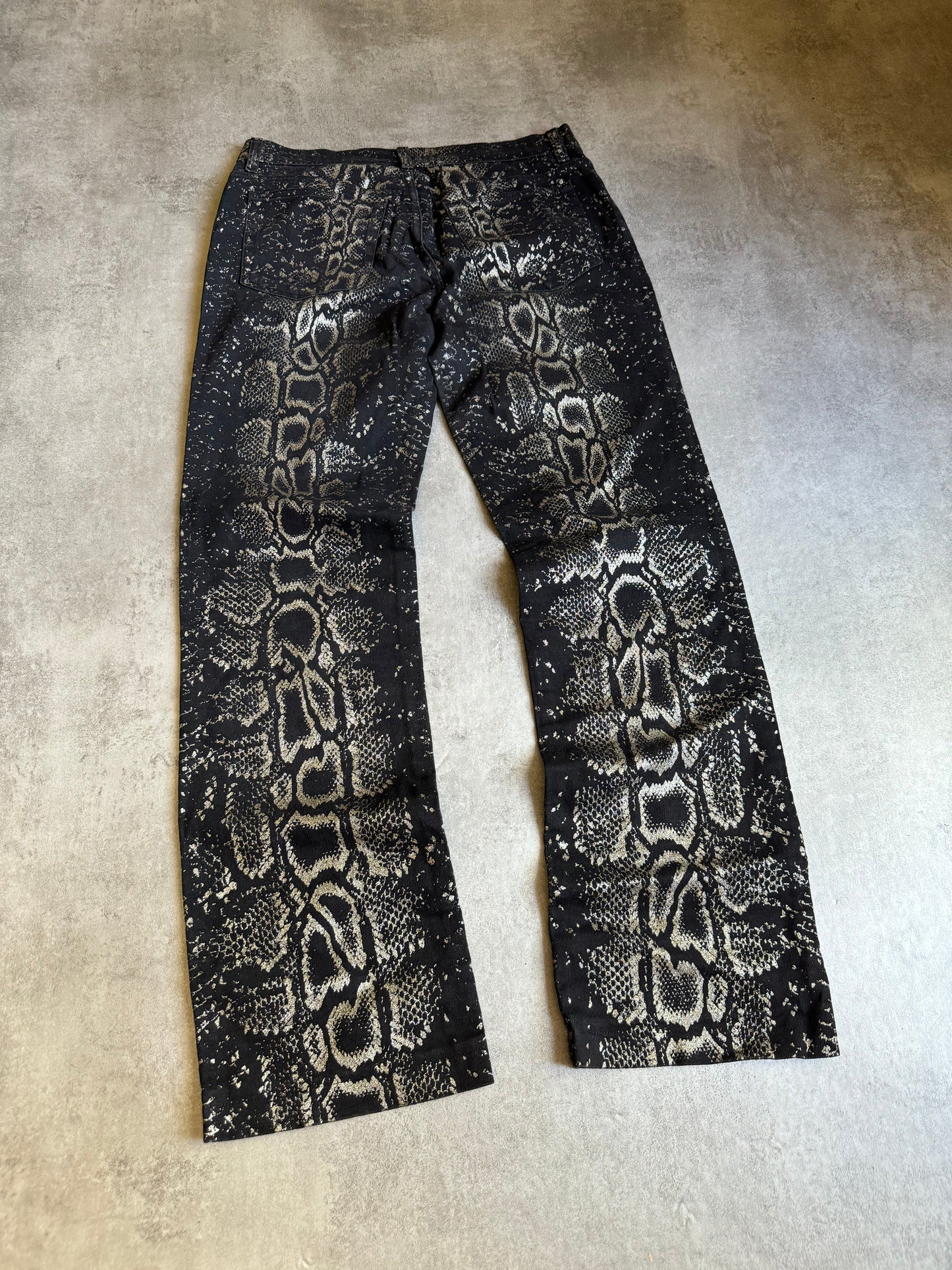 AW1999 Roberto Cavalli Black Serpent Electric Python Pants (M) - 8