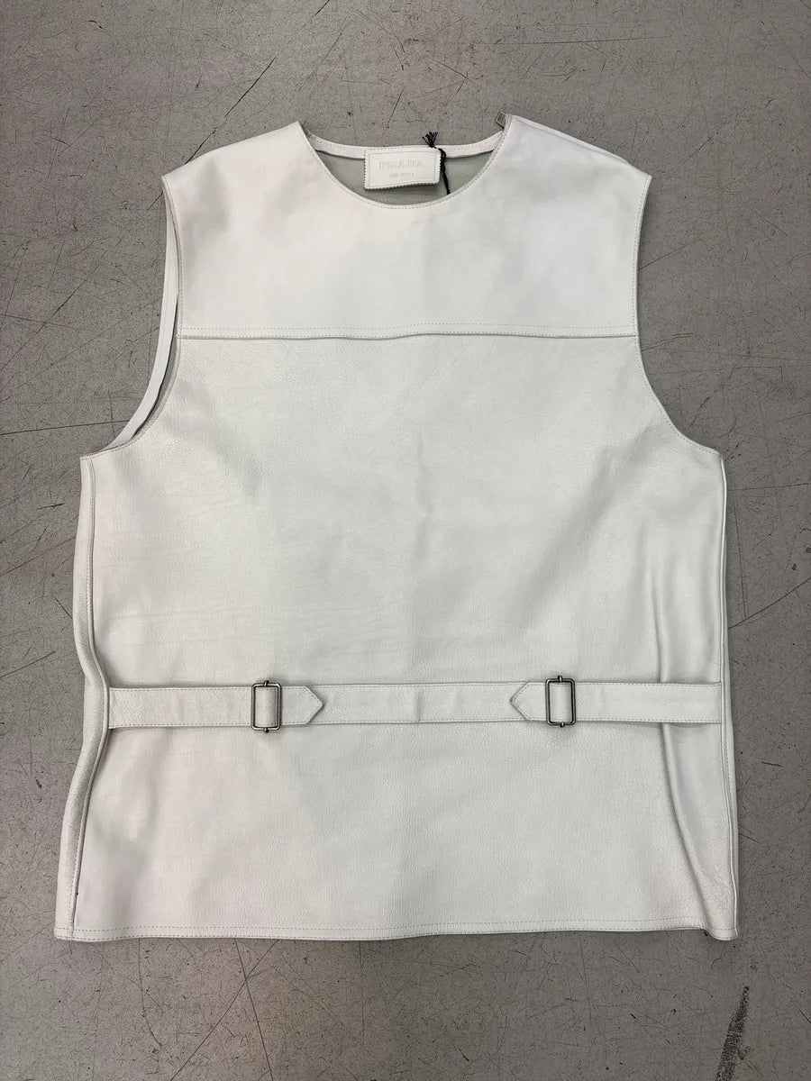 SS2023 Prada White Buckle Leather Vest wmkblbEz 0
