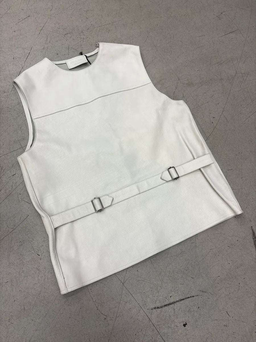 SS2023 Prada White Buckle Leather Vest wmkblbEz 2