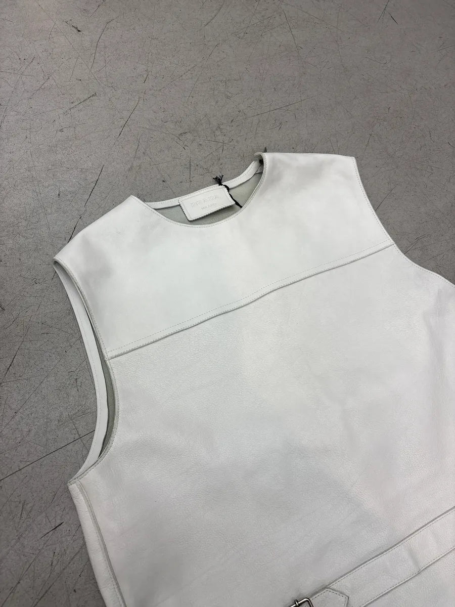 SS2023 Prada White Buckle Leather Vest wmkblbEz 5