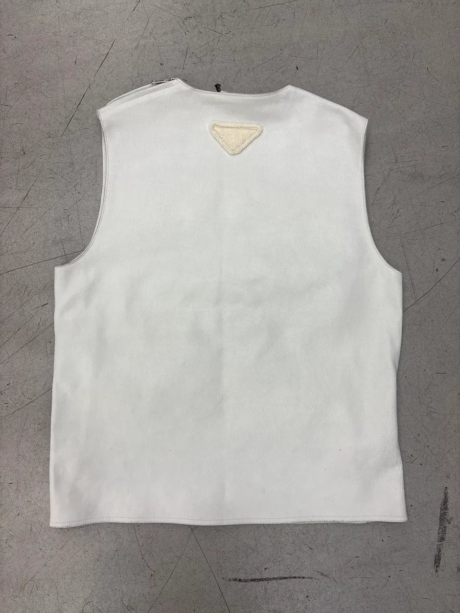 SS2023 Prada White Buckle Leather Vest wmkblbEz 4