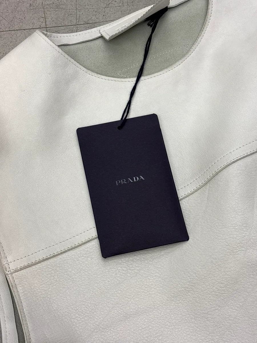 SS2023 Prada White Buckle Leather Vest wmkblbEz 9