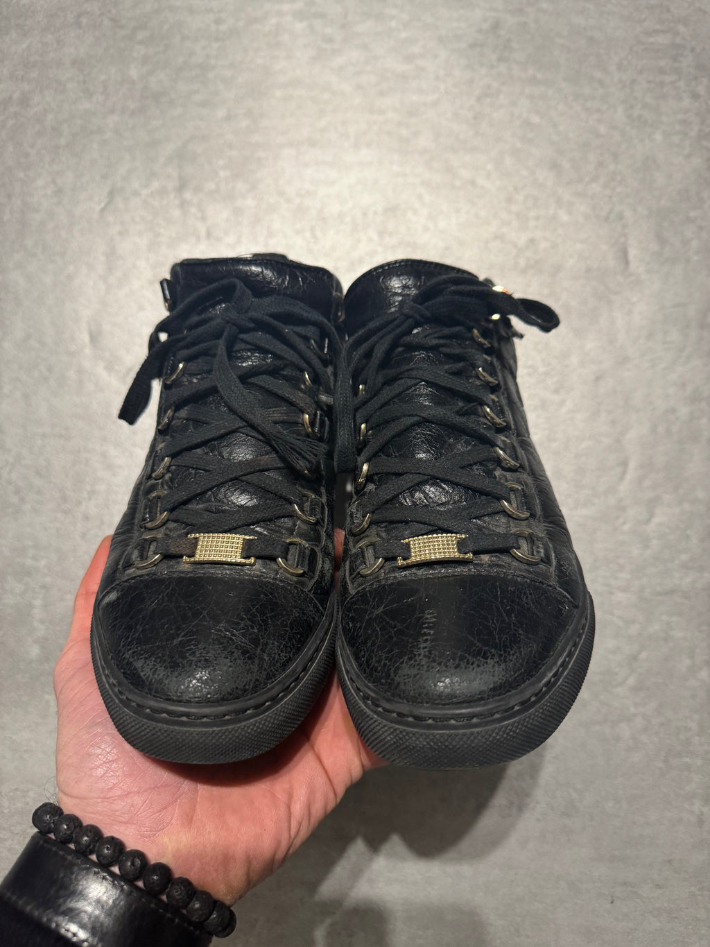 Balenciaga Arena Black High Leather Shoes (37,5) - 9