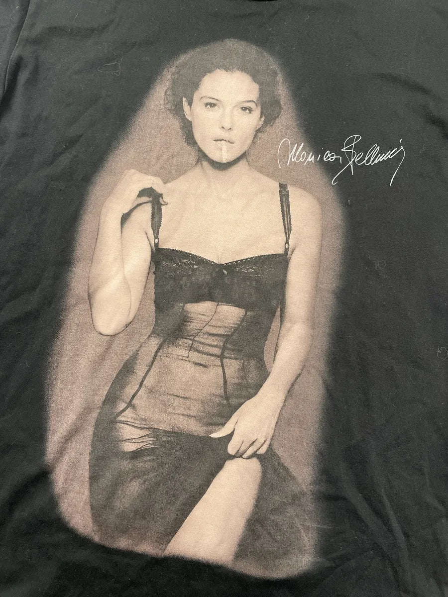 2000s Dolce & Gabbana Black Monica Bellucci Portrait Signature T-Shirt woQrxDLy 5