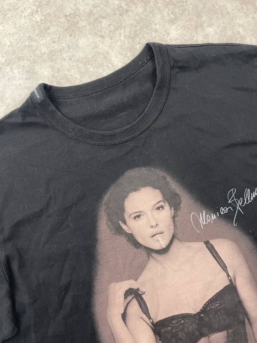 2000s Dolce & Gabbana Black Monica Bellucci Portrait Signature T-Shirt woQrxDLy 6