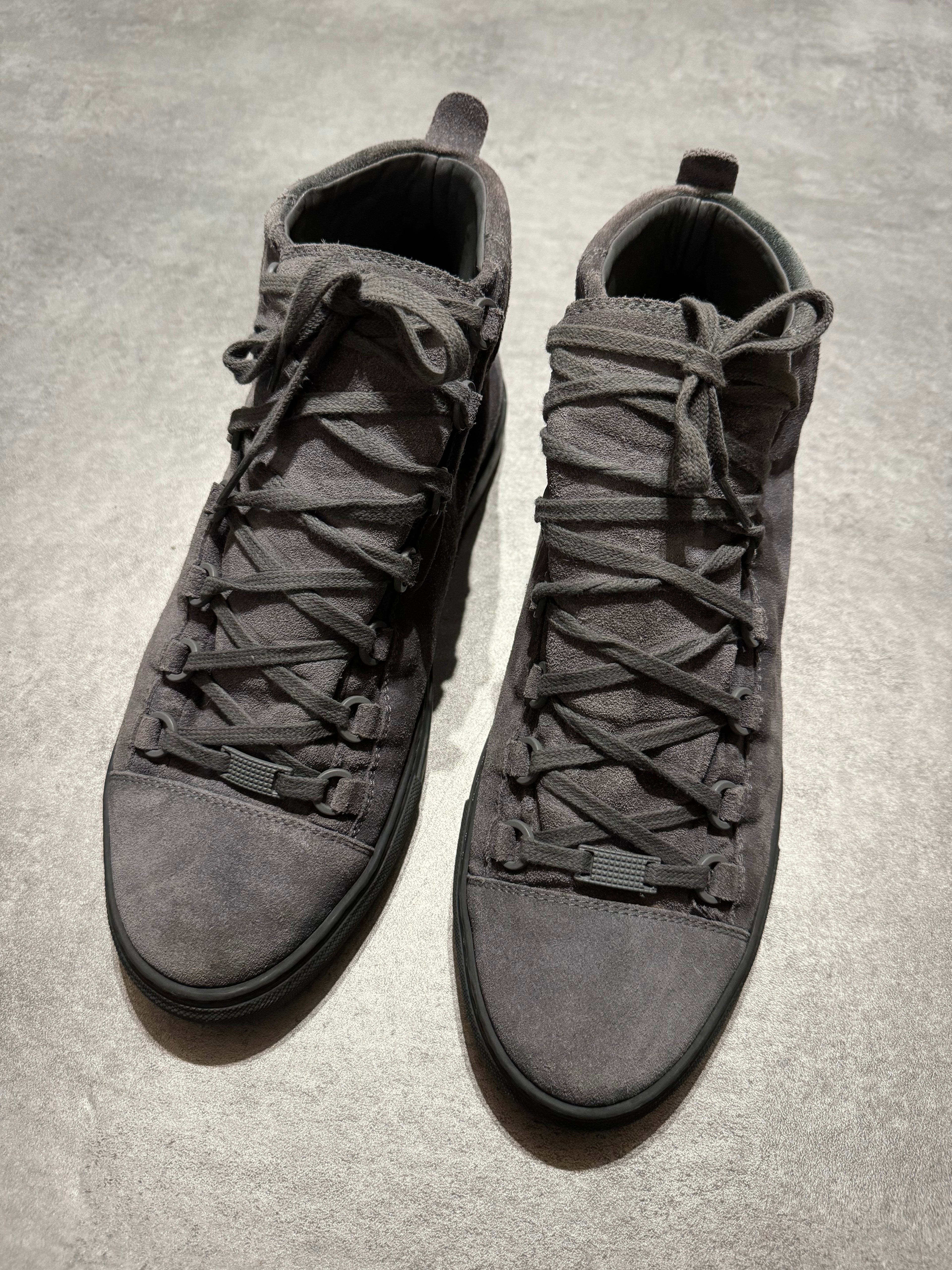 Balenciaga Arena Grey Suede High Top Sneakers (41) - 2