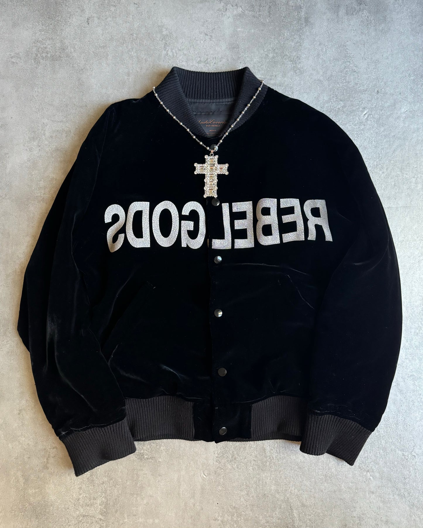 AW2002 Undercover Signed 'Rebelgods' Velour Bomber (M) - 1